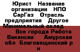 Юрист › Название организации ­ НПО СарГаз › Отрасль предприятия ­ Другое › Минимальный оклад ­ 15 000 - Все города Работа » Вакансии   . Амурская обл.,Благовещенский р-н